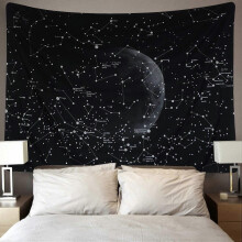 Tapisserie murale mandala bohème hippie indienne (Carte des constellations, M / 130 x 150 cm) pour décoration nature, couvre-lit ou jeté de salon