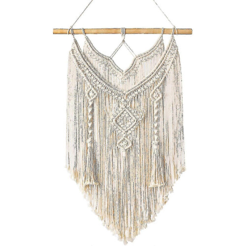 Makramee-Wandbehang im Boho-Chic-Stil mit Treibholzmuster, 65 x 35 cm