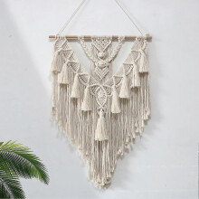 Großer, gewebter Wandteppich mit Quasten im böhmischen Stil, Wanddekoration im Boho-Stil