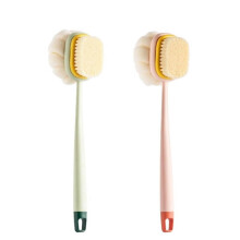 Brosse corporelle double face à long manche rose pour exfolier et masser – Brosse pour le dos