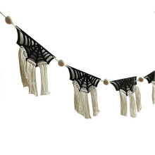 Ensemble de tapisseries en coton tissées à la main pour Halloween, décorations en bois, toiles d'araignée à suspendre