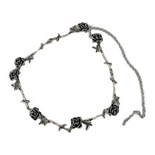 Hip-Hop Gothic Camellia Flower Choker Necklace Punk Style Alloy Couple Jewelry