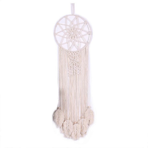 Makramee-Blatt-Wandbehang, Boho-Stil, gewebte Baumwolle, Traumfänger-Anhänger, Wohnaccessoire