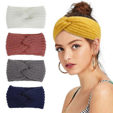 Dicker Strick Stirnband für Damen, Winter Ohrwärmer aus juckfreiem veganem Acrylgarn,5 Stück, passt Kopfumfang50-60cm