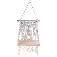 Handgewebter Wandteppichständer aus Holz, 44 x 100 cm, Cremeweiß, Boho-Stil, ideal für Wohnzimmer