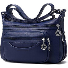 Dámska modrá crossbody kabelka z umelej kože, viacero vreciek s nastaviteľným popruhom na rameno na každodenné cesty, párty, 27*14*19 cm