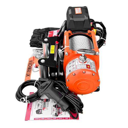 WINCHMAX 13,500lb 12V Winch. Steel Rope. 3/8 Hook. Mounting Plate. 1