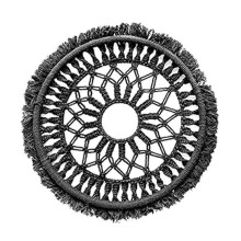 Tête de lit décorative murale en macramé tissé, tapisserie multicolore, pour salon et chambre.