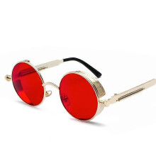 Vintage Steampunk Retro Sonnenbrille mit rundem Metallrahmen, UV400 UVA UVB Augenschutz, Street Fashion Brillen