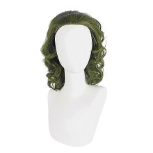 Perruque de clown verte ondulée courte, maille de rose réglable, pour fête d'Halloween et cosplay