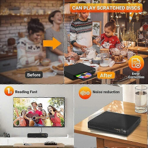 Gravador de HD DVD com upscaling 1080p, tomada EU, compatível com TVs, entrada HDMI e USB 1