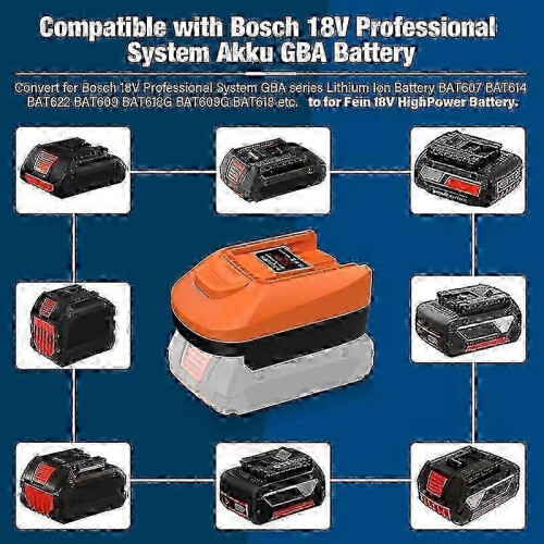 Adaptador de Bateria Compatível com Bosch 18V e Ferramentas Fein 18V, ABS Resistente, Leve e Compacto 2