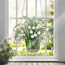 Décoration murale artisanale « Muguet » en vitrail - Attrape-soleil