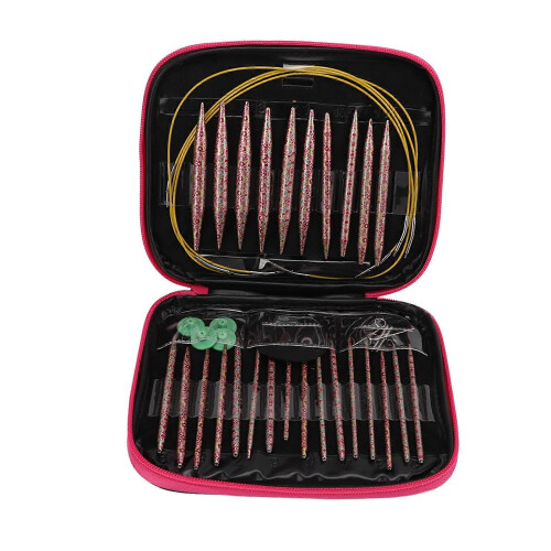 Circular Knitting Needle Set, 13 Pairs Aluminium Interchangeable Loop Pins with Storage Bag 1