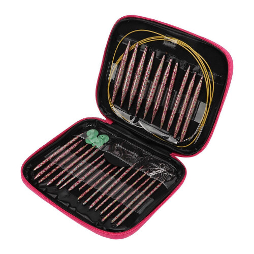 Circular Knitting Needle Set, 13 Pairs Aluminium Interchangeable Loop Pins with Storage Bag 2