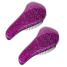 2 Stück Funkeln Griff Gewirr Entwirrender Kamm Dusche Haarbürste Detangler Salon Styling Tamer Werkzeug Haarbürste (Lila)