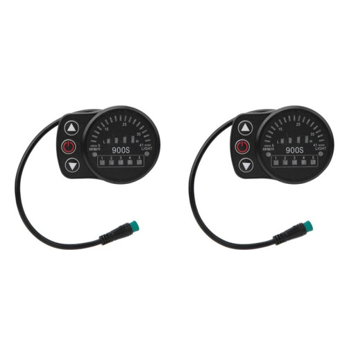 2X KT-900S E-Bike LED Display Meter Waterproof Connector Display Code Table Universal 24V/36V/48V