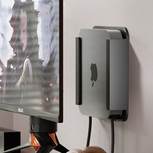 Mac Mini Wall Mount Bracket - Large Size, Carbon Steel, Space Saving Holder compatible with APPLE Mac Mini 2