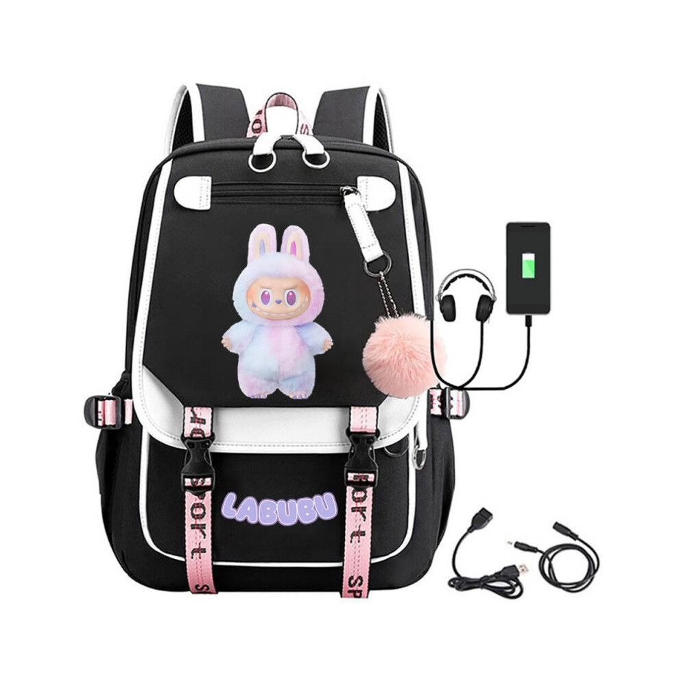 (Pink 2) (Black 4) Lafufu Peripheral Printed Backpack Schoolbag Student Campus Backpack-image