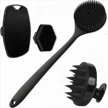 4-teiliges Silikon-Körperpeeling-Set, weiche Peelingbürste für Gesicht und Körper, sanftes Duschmassage- und Hautreinigungs-Badezubehör