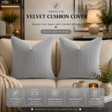(Pack of 2, Stripe Velvet Filled Cushion Silver) Velvet Cushions Filled 2 & 4-Pack Quilted Cushion Pads
