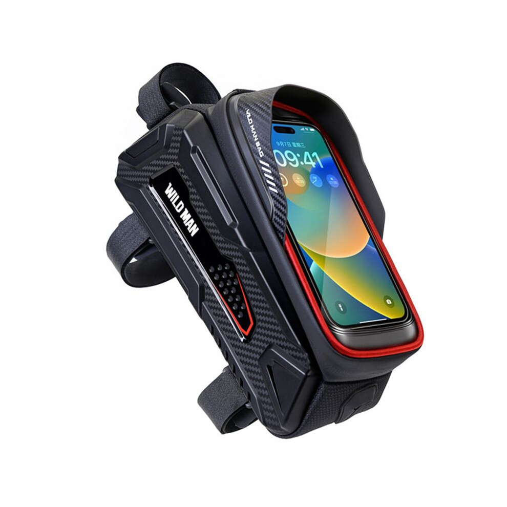 Wild Waterproof Bicycle Front Bag With Touch Screen Phone Holder Hard Shell Mountain Bike Riding Equipment + Black/Red 6034078739320