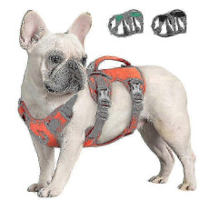 (S Chest 38-69cm, Orange) Reflective Nylon New No Pull Escape Proof Dog Harness, Adjustable Pet Vest with Handle for Outdoor Activities