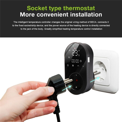 WiFi  LED Thermostat Plug Outlet Digital  Plug 16A Remote Control Temperature Controller EU Plug 2