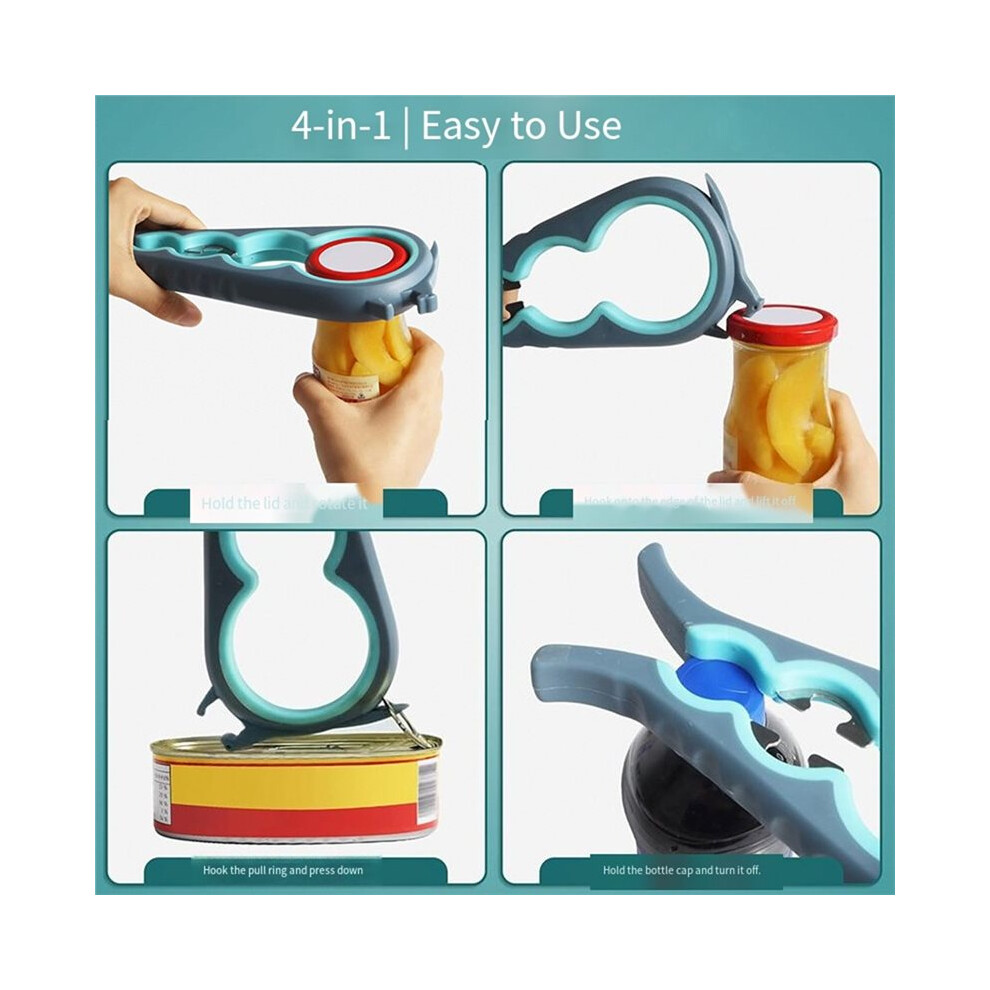 Tlily 4In1 Jar-Opener & Bottle Opener Set,Multi-Function Kitchen Opener Tool For Seniors With Arthritis, Elderly,Anti-Slip