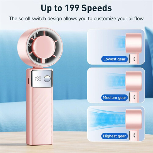 Ventilatore Turbo Portatile, Potenti Ventilatori [Raffreddamento Massimo 20 Ore],  Ventilatori, Display A LED, per Donne e Uomini, per Esterni e 2