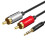 2X VEGGIEG Câble RCA Câble Audio 2RCA Vers 3,5 Câble AUX 3,5 mm Jack Rca (2M) 3