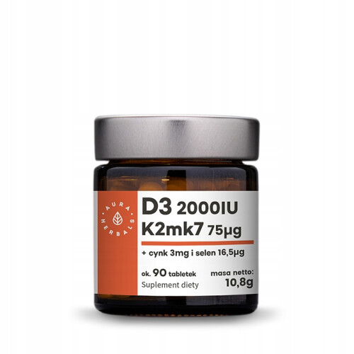 Aura Herbals D3 2000Iu + K2 + Cynk + Selen 90 Tabl.