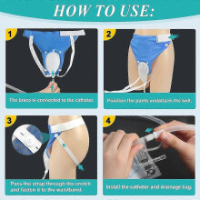 (Men Blue) Wearable Urine Bag With Catheter Duct 1000ml 2000ml For Men Women Elderly Urinary Incontinence, Bedridden Patients
