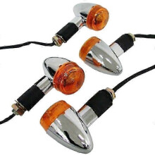Motorcycle Turn Signals Chrome Front Rear Lights compatible Chopper(4Pcs)+(dfre