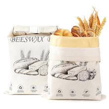 2-Pack Reusable Beeswax Bread Bags for Sourdough & Homemade Bread,Cotton Waxed Bags Keeps Fresh Longer