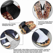 (41-42, black) Walk Stone Shoes Foot Massage Acupuncture Pebble Massager