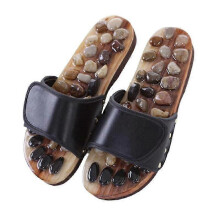 (43-44, black) Walk Stone Shoes Foot Massage Acupuncture Pebble Massager