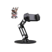 (black) Phone Stand, Fully Adjustable Foldable Desktop Phone Holder Cradle Dock