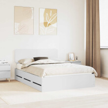 vidaXL Bed Frame with Drawer White 150 x 200 cm Engineered Wood