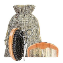 Beard Kit, 6pcs Beard Care Set, Beard Oil, Comb, Brush, Balm, Scissors - Men