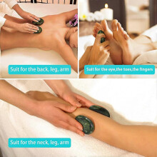 (7cm7cm1.8cm) 1PC Massage Hot Stone Natural Green Jade Hot Cold Rocks Spa Neck Back Face Massager Tool Beauty Skincare Full Body Relax Therapy