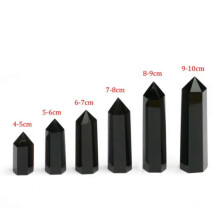 RSAMD 100% Natural Obsidian Black Quartz Crystal Stone Point Healing Hexagonal Wand-5.5-6.5cm