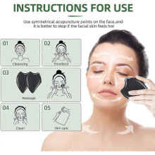 Gua Sha Massage Tool, Black Bianstone Guasha Board for Face & Body, Natural Jade Stone Gua Sha Facial Tool