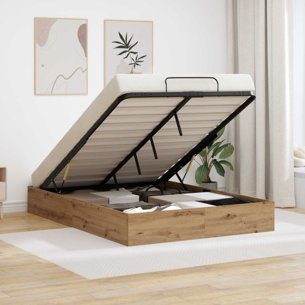 Vidaxl Ottoman Bed Frame Artisan Oak 140 X 200 Cm Engineered Wood