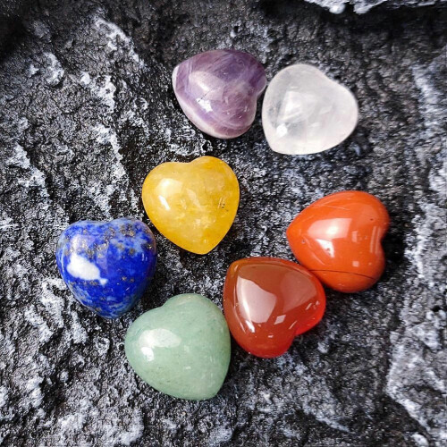 Chakra Crystal Stones Heart Shape Set for 28Pcs 1