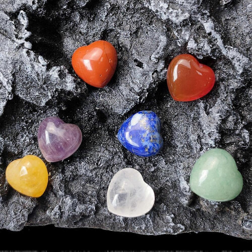 Chakra Crystal Stones Heart Shape Set for 28Pcs 2