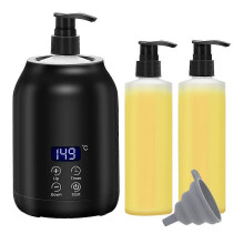 (Us plug, Black) Massage Oil Warmer, Electric Massage Oil Digital Heater with Two Oil Bottles, Portable Lotion Heated Dispenser US Plug