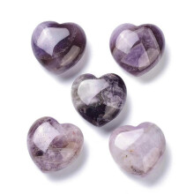 Natural Amethyst Heart Love Stone Pocket Palm Stone for Reiki Balancing
