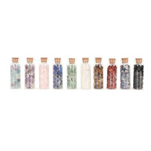 10Pcs Healing Stone Bottles Assorted Styles Colors Portable Widely Used Crystal Chips Set for Collection DIY Decoration