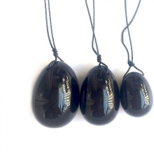 Black Obsidian Yoni Eggs Set Of 3,massage Stones for Women To Strengthen Pelvic Floor Muscles with V